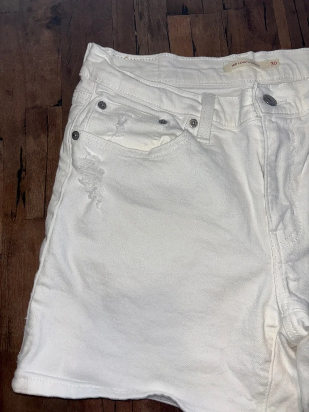 Levi's White Denim Cutoff Shorts - Picture 2 of 6
